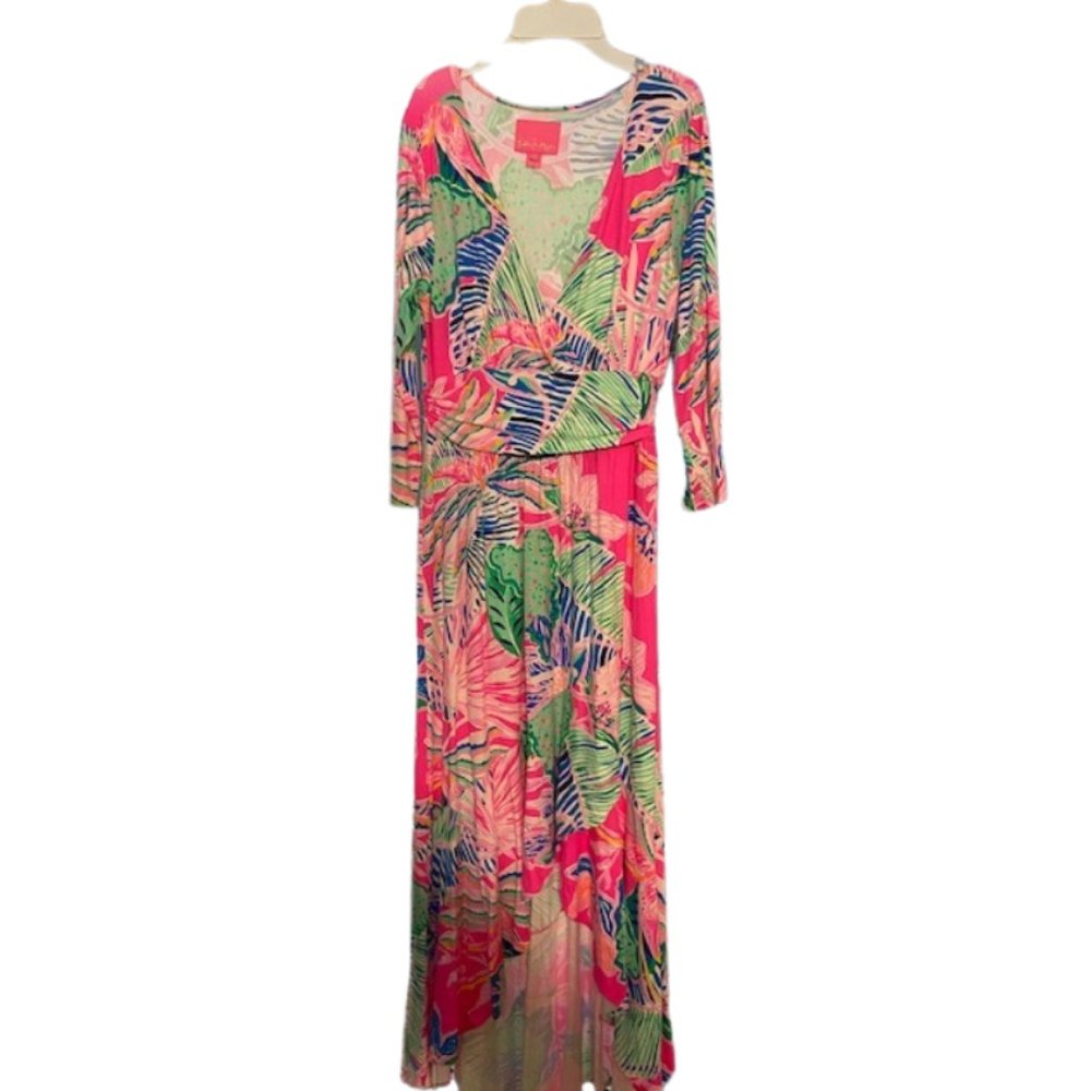 LILLY PULITZER Montague Wrap Maxi Dress Sunset Soiree, medium